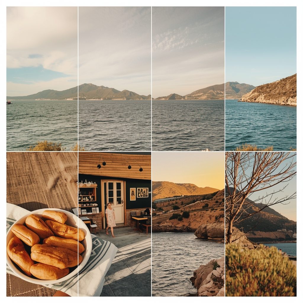 bitez lucid-origin_Create_an_editorial_travel_collage_for_Gümüşlük_Bodrum_Muğla_Turkey